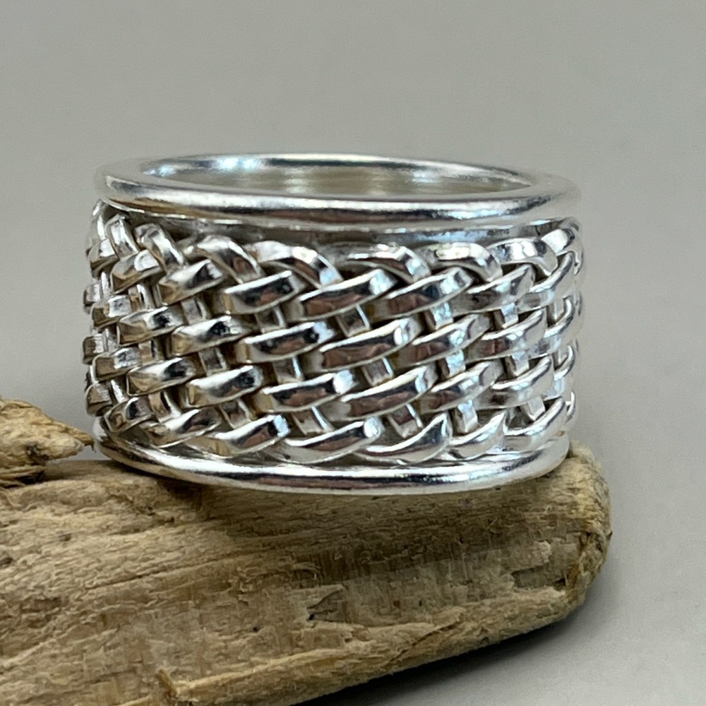 Sterling Silver Woven Band Spinner Ring